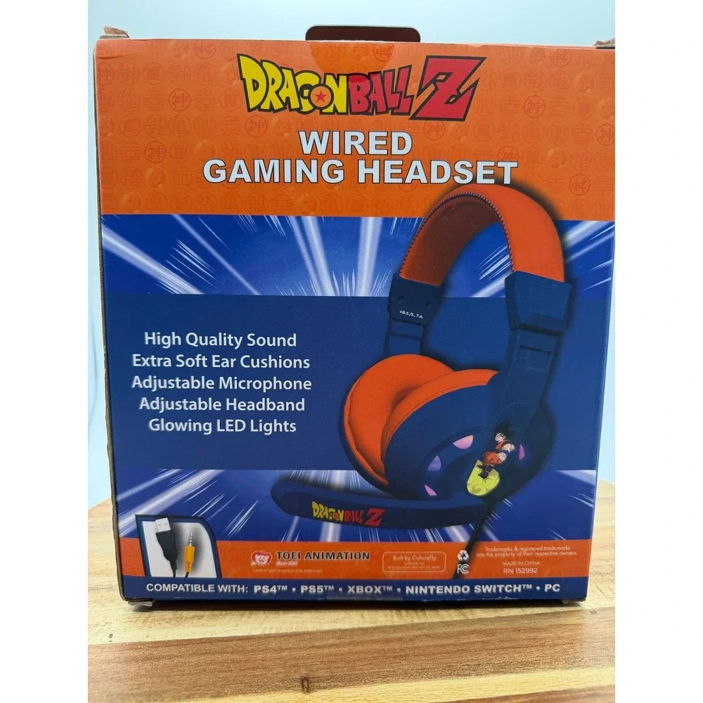Dragon Ball Z Wired Gaming Headset Glowing‎ LED PS5 Xbox Switch PC Goku New 0186